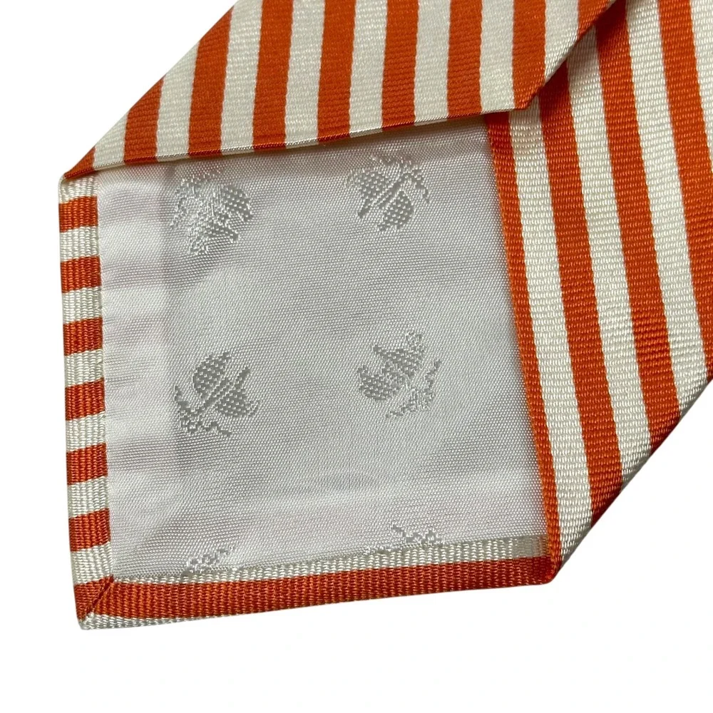 Brooks Brothers Makers Rep Stripe‎ Silk Tie Orange Ivy Prep Made England